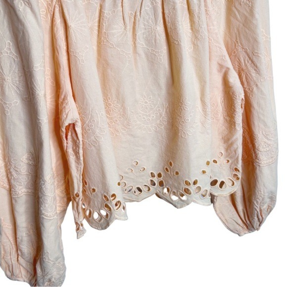 NWT Universal Thread Peach Eyelet Square Neck Long Sleeve Crop Blouse Women - Picture 11 of 16
